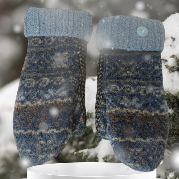 Handmade Mittens Upcycled Sweaters Recycled Wool or a Blend Fleece Lined OSFM - Picture 2 of 8